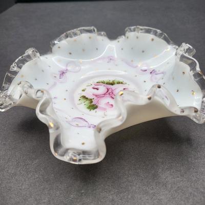 Ruffle Glass Dish Hand Painted