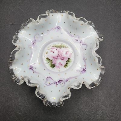 Ruffle Glass Dish Hand Painted