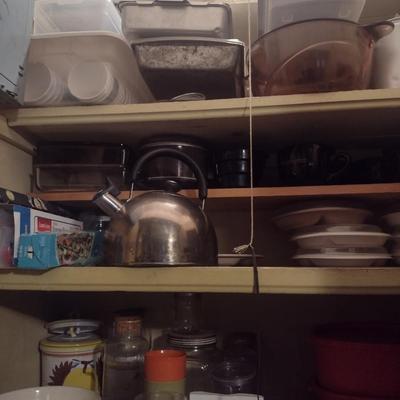 Contents of Kitchen Pantry- Assorted Bake Ware, Small Appliances, Cookware