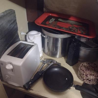 Contents of Kitchen Pantry- Assorted Bake Ware, Small Appliances, Cookware