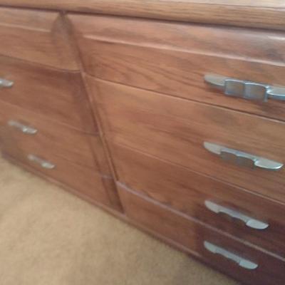 Vintage Solid Wood Stretch Dresser with Mirror by Mengel (No Contents)