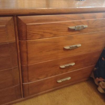 Vintage Solid Wood Stretch Dresser with Mirror by Mengel (No Contents)
