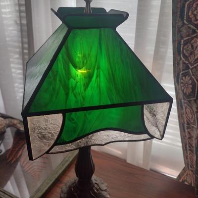 Pair of Small Stained Glass Shade Desk Lamps