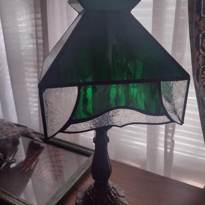 Pair of Small Stained Glass Shade Desk Lamps