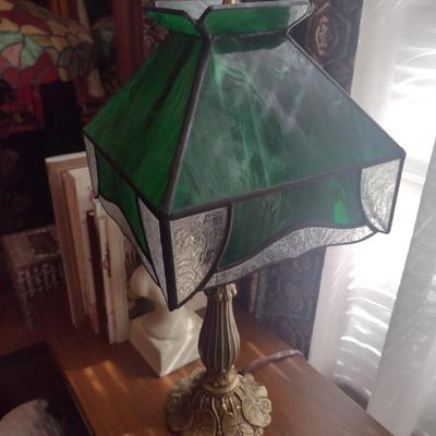 Pair of Small Stained Glass Shade Desk Lamps