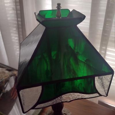 Pair of Small Stained Glass Shade Desk Lamps
