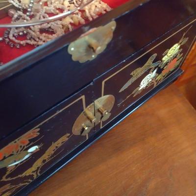 Vintage Black Lacquer Jewelry Chest (No Contents)
