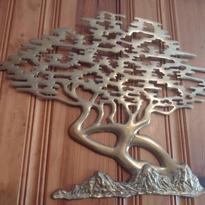 Vintage Solid Brass Asian Influence Wall Decor