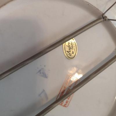 Pair of Ceramic Octagonal Japanese Decorative Plates Andrea by Sadek with Solid Brass Plate Holder