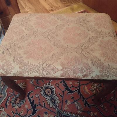 Vintage Wood Framed Upholstered Foot Rest