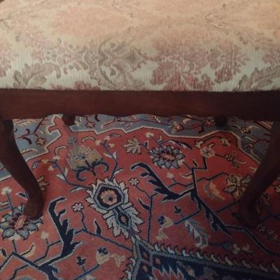 Vintage Wood Framed Upholstered Foot Rest