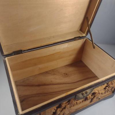 Set of Three High Relief Carved Camphor Wood Storage Boxes