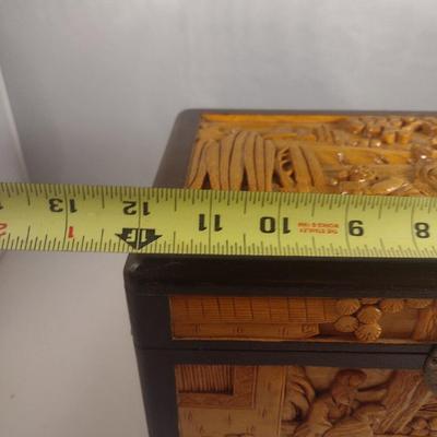 Set of Three High Relief Carved Camphor Wood Storage Boxes