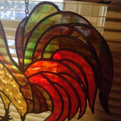 Stained Glass Rooster Home Decor