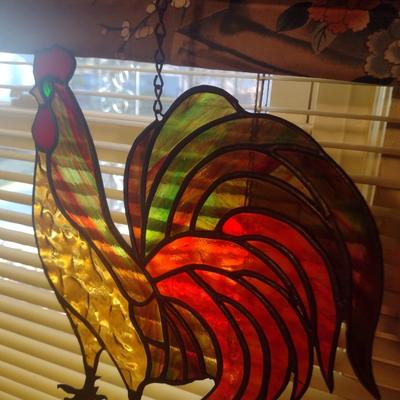 Stained Glass Rooster Home Decor