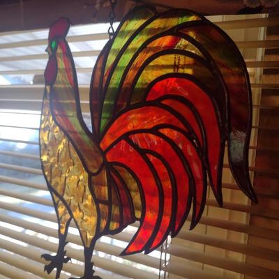 Stained Glass Rooster Home Decor