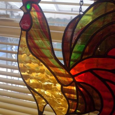 Stained Glass Rooster Home Decor