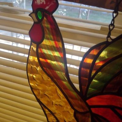 Stained Glass Rooster Home Decor