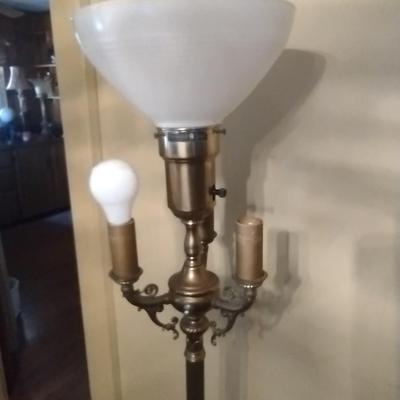 Vintage Rembrandt Lamps Triple Arm Candelabra Victorian Design Metal Post Floor Lamp