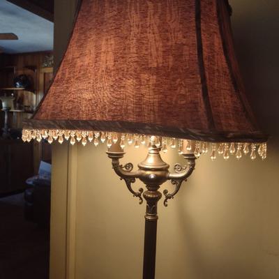 Vintage Rembrandt Lamps Triple Arm Candelabra Victorian Design Metal Post Floor Lamp