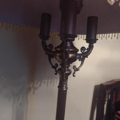 Vintage Rembrandt Lamps Triple Arm Candelabra Victorian Design Metal Post Floor Lamp