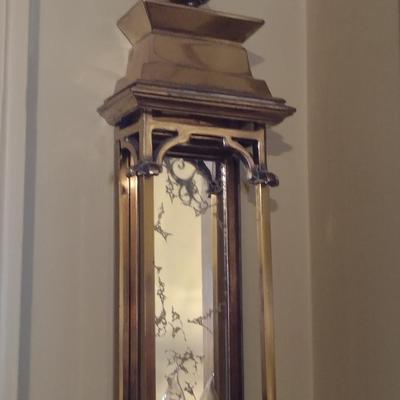 Antique Brass Wall Light Sconce with Mirrored Background