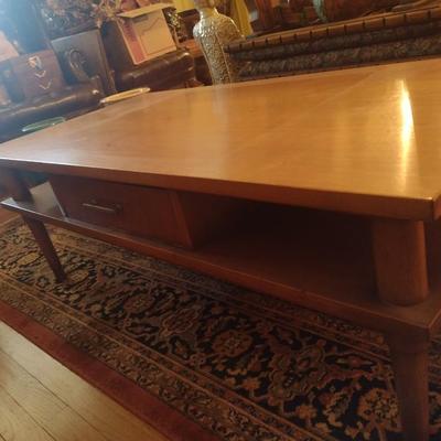 MCM Drexel Solid Wood Double Tier Coffee Table with Single Drawer