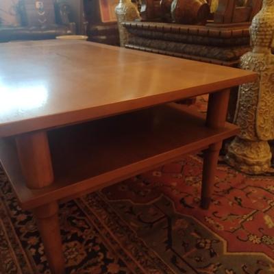 MCM Drexel Solid Wood Double Tier Coffee Table with Single Drawer