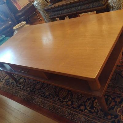MCM Drexel Solid Wood Double Tier Coffee Table with Single Drawer