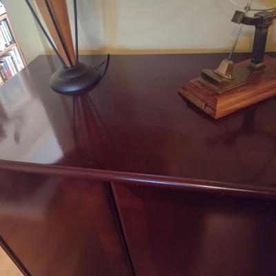 Mahogany Finish Credenza Media Cabinet (No Contents)