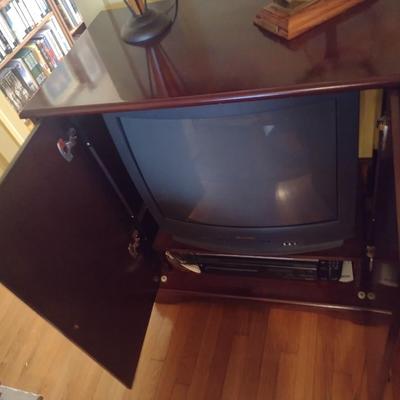 Mahogany Finish Credenza Media Cabinet (No Contents)