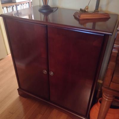 Mahogany Finish Credenza Media Cabinet (No Contents)
