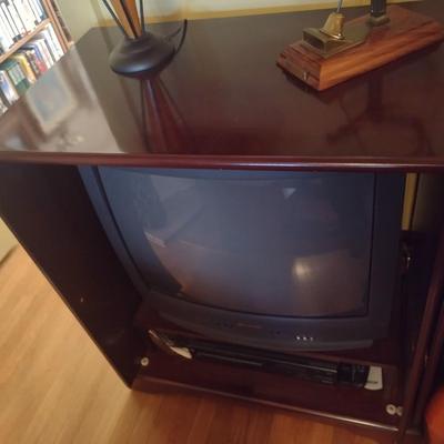Mahogany Finish Credenza Media Cabinet (No Contents)