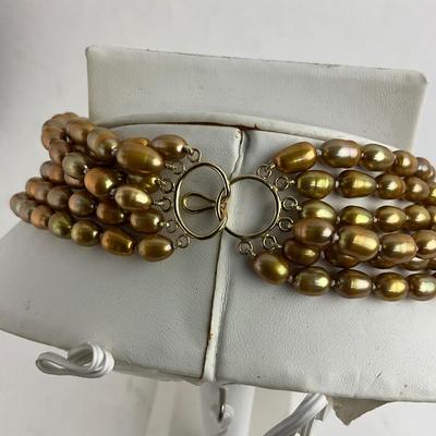 1407 Saks Fifth Ave. Gold Pearl & Citrine Necklace