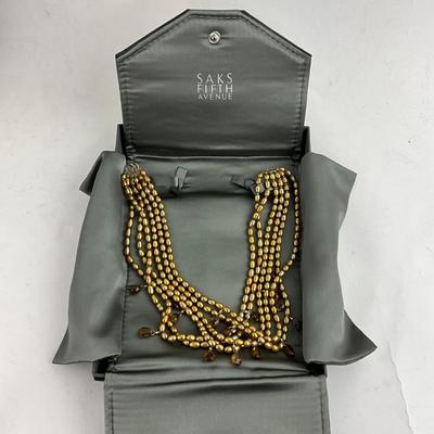 1407 Saks Fifth Ave. Gold Pearl & Citrine Necklace