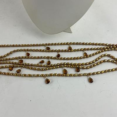 1407 Saks Fifth Ave. Gold Pearl & Citrine Necklace