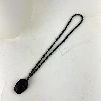 1408 Black Onyx Face Necklace Bracelets Mermaid Netsuke