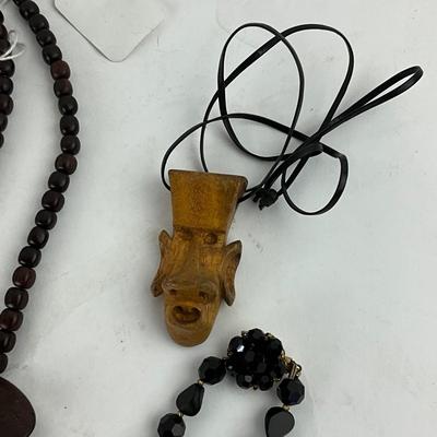1408 Black Onyx Face Necklace Bracelets Mermaid Netsuke