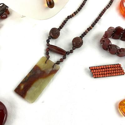 1413 Amber Costume Jewelry Lot