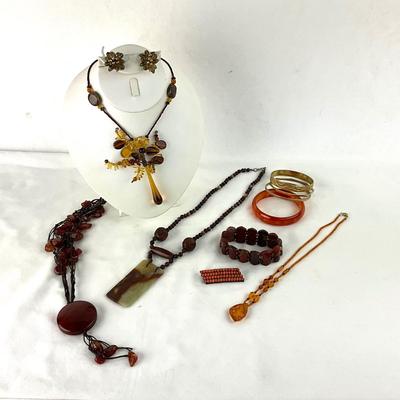 1413 Amber Costume Jewelry Lot