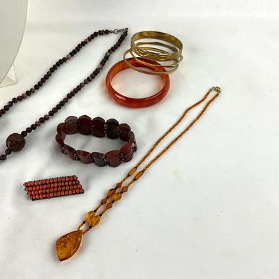 1413 Amber Costume Jewelry Lot