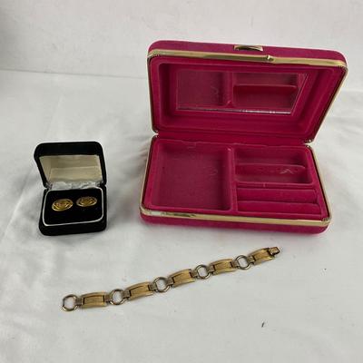 1416 14k GF Bracelet & Cufflinks with Diamond