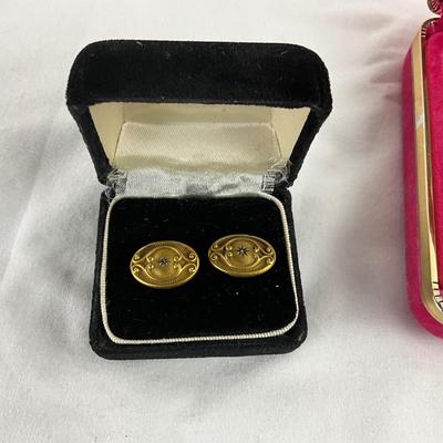 1416 14k GF Bracelet & Cufflinks with Diamond