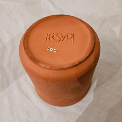 Chip and Dip Plates, a Wooden Bowl and Utinsels, and. Terracotta Container (K-DW)