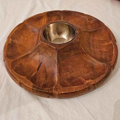 Chip and Dip Plates, a Wooden Bowl and Utinsels, and. Terracotta Container (K-DW)