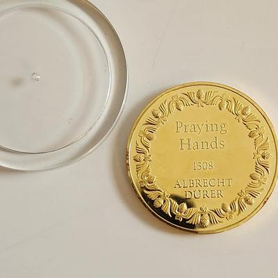 Franklin Mint 100 Masterpieces 24k Gold on Sterling Silver Coin - Praying Hands