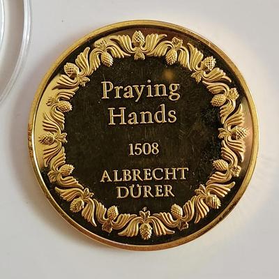 Franklin Mint 100 Masterpieces 24k Gold on Sterling Silver Coin - Praying Hands