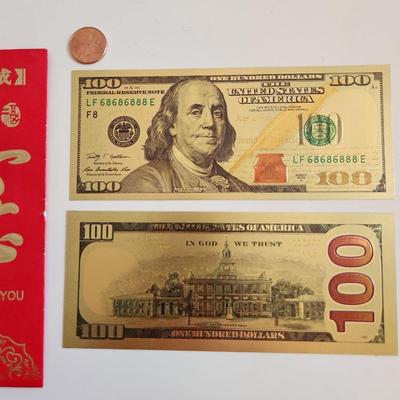 Gold Foil $100 Dollar Bills
