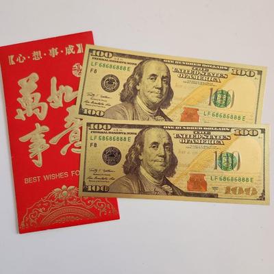 Gold Foil $100 Dollar Bills