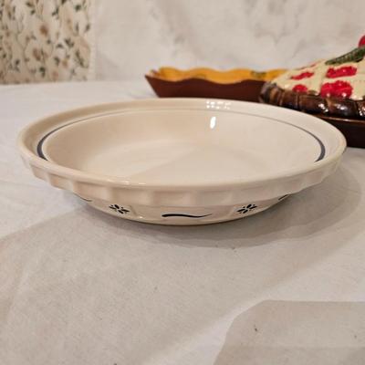 Longabarger Ceramic Pie Pan, Over and Back Pie Plate and More (K-DW)